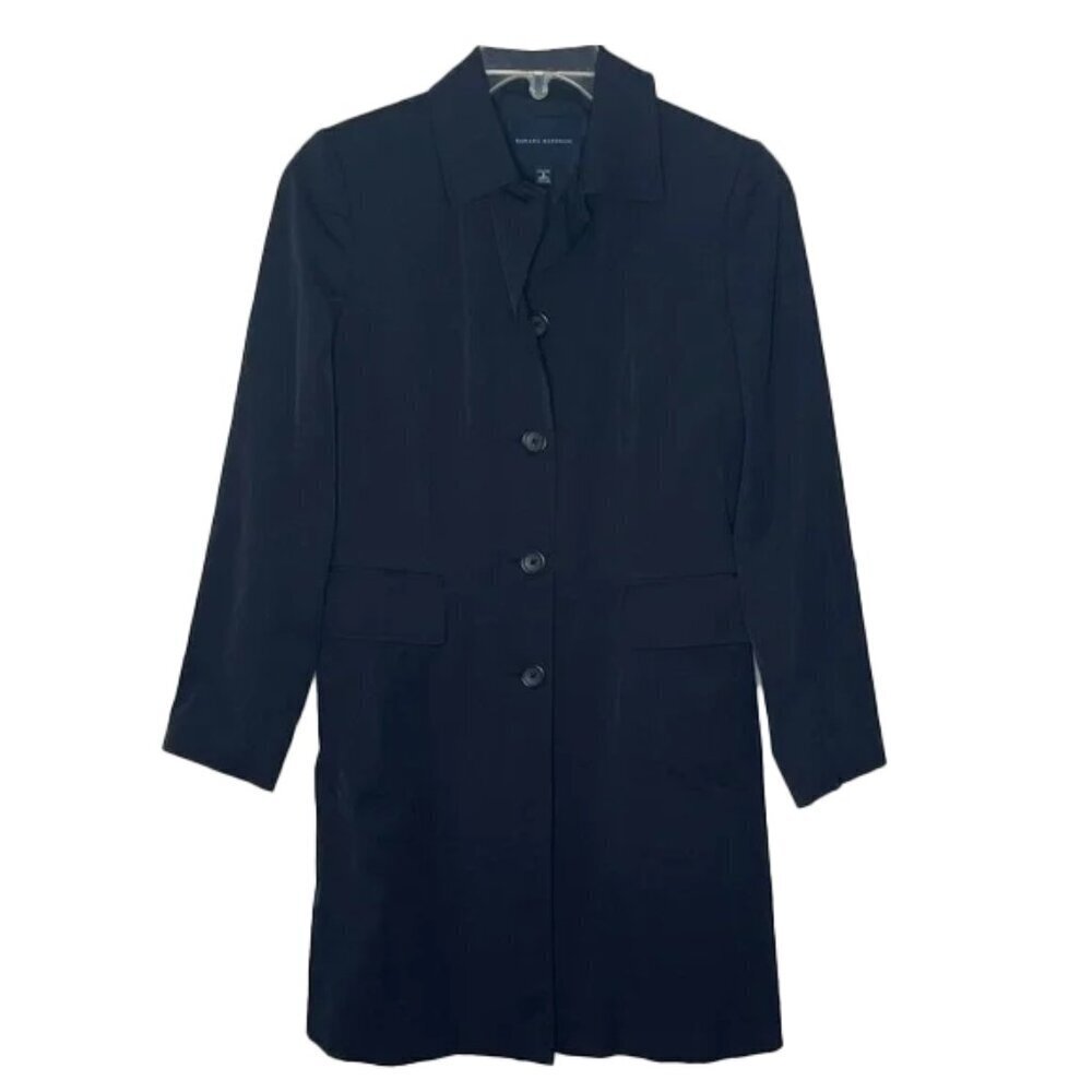 🆕 BANANA REPUBLIC Black Trench Coat Size S